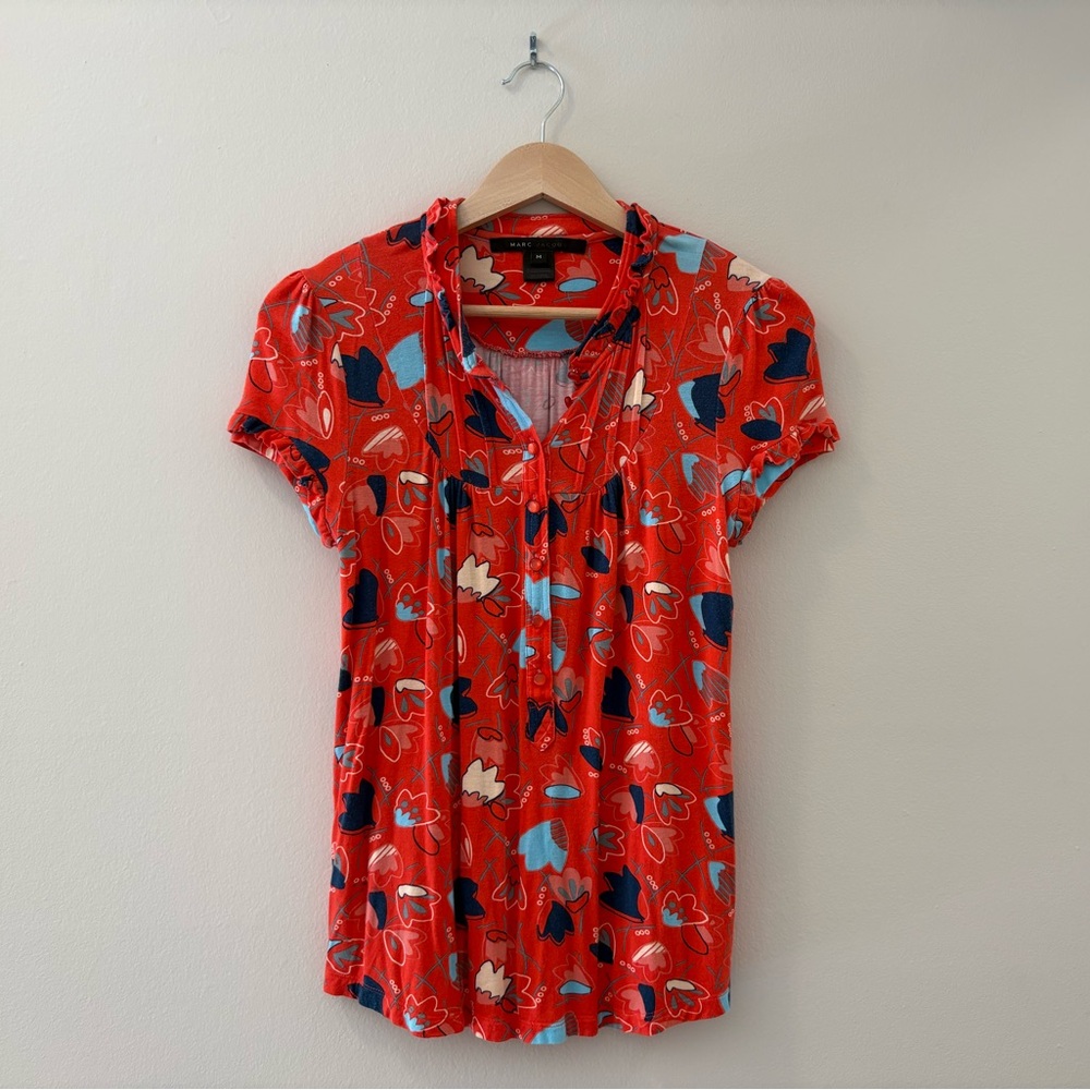 Marc Jacobs Abstract Knit Red Blouse ASO Summer Roberts The OC